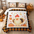 thumbnail image 2 of Erosebridal Cute Thanksgiving Turkey Quilt King, Hippie Autumn Leaves Pumpkin King Coverlet Set for Boys Girls, Orange Cream Black, 3pcs 1 Bedspread and 2 Pillowcases, 2 of 7
