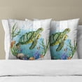 thumbnail image 3 of Sea Turtle Throw Pillow Covers 16X16 Inch Set of 2 Starfish Coral Outdoor Decorative Cushion Cases for Couch Sofa Bed Home Living Room, 3 of 6