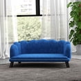 thumbnail image 2 of Noaman PawHut Velvet Large Dog Couch with Foam Cushion, 38.8" x 23.8" x 14" Soft & Elegant Dog Bed with Pearl Design, Wooden Legs for Big/Medium Dogs, Dark Blue, 2 of 8