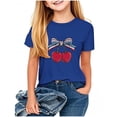 thumbnail image 2 of MKOSPLRT Filles USA Étoiles Rayures Quatrième Juillet T-Shirts Manches Courtes Col Rond T-Shirts Patriotiques Mignons Independence Day T-Shirts Graphiques pour 2-13 Ans, 2 of 4