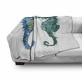 thumbnail image 3 of Seahorse Soft Flannel Fleece Throw Blanket, Watercolor Inspired Retro Artwork of 2 Seahorse, Cozy Plush for Indoor and Outdoor Use, 70" x 90", Pale Coffee Royal Blue, by Ambesonne, 3 of 6