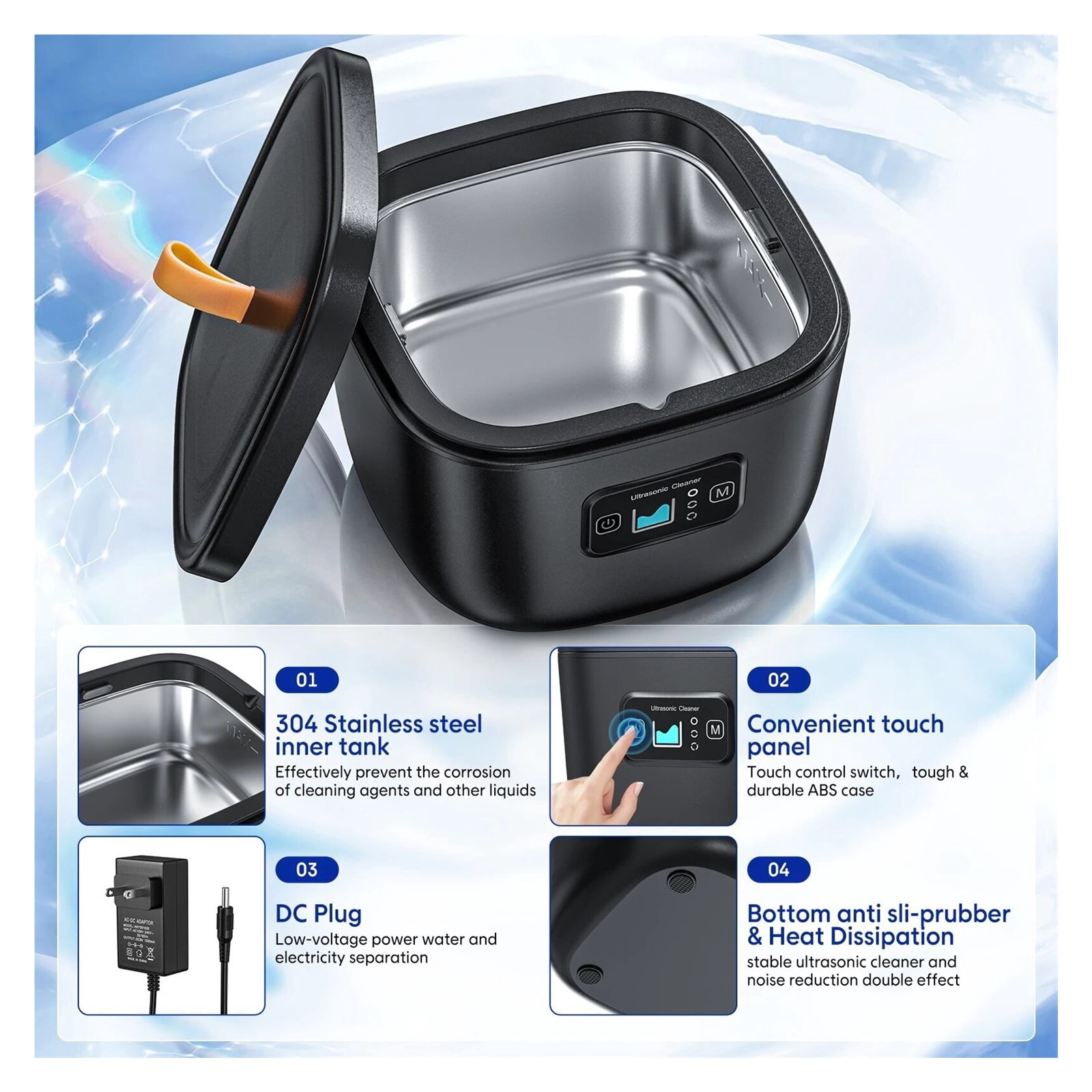 Ultrasonic Cleaning Machine Multi-function 42000h High Frequency Denture Cleaning Watch Jewelry Glasses Automatic Cleaner