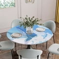 thumbnail image 5 of Blue Whale Round Tablecloth for 45-54 Inch Tables, Fitted Table Cover with Elastic Edge, Blue Sky Clouds Natural Landscape Waterproof Outdoor Table Cloth Protector for Patio Garden Dinner Picnic, 5 of 9