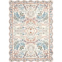 Hauteloom Dervla Living Room, Bedroom Machine Washable Area Rug - Contemporary - Ivory, Coral, Sage - 2' x 2'11"