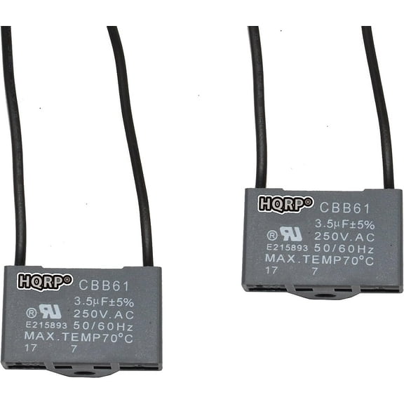 HQRP 2-Pack Ceiling Fan Capacitor CBB61 3.5uf 2-Wire