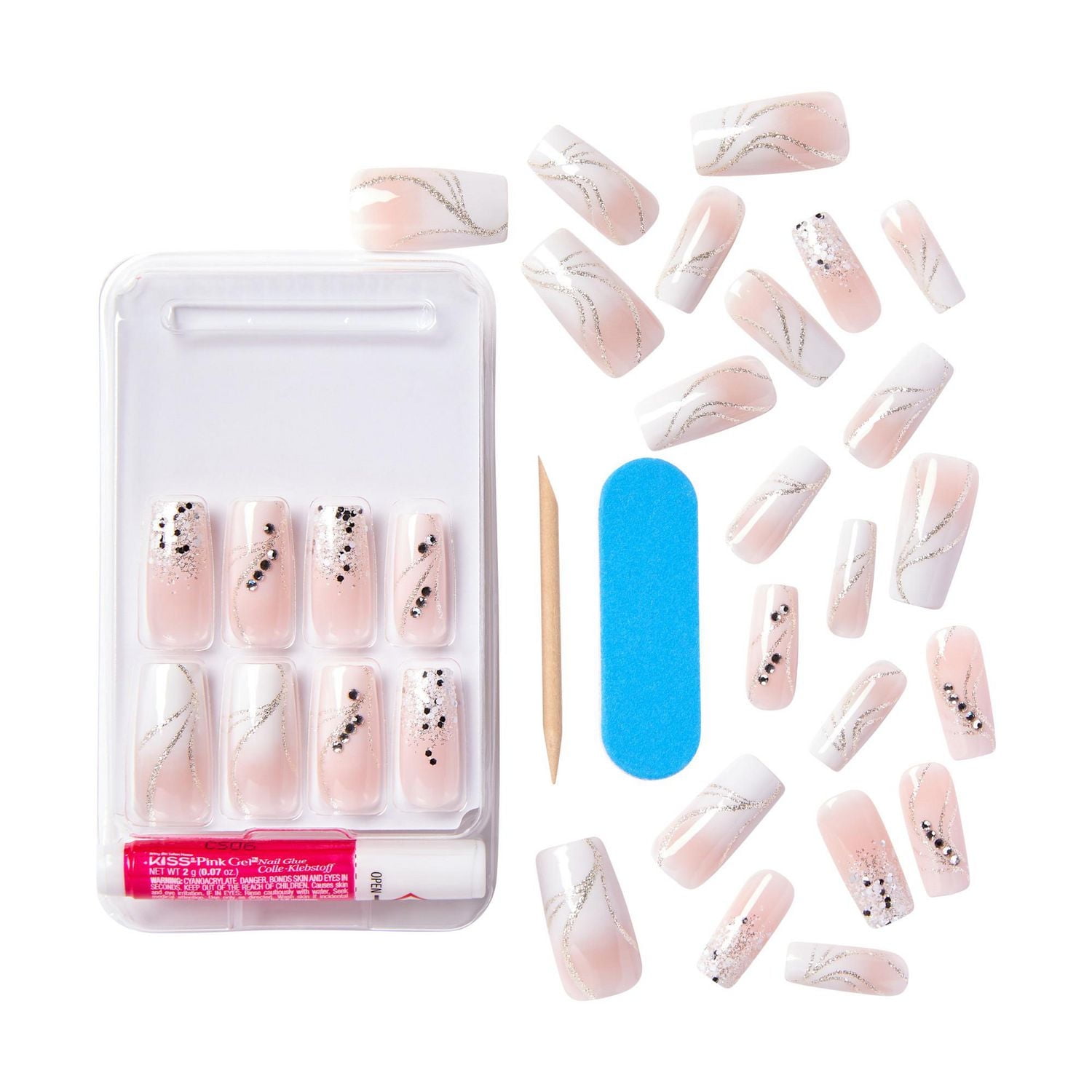 KISS Classy Nails Premium - Faux ongles - Superbe - Carré - Long - 30 pièces KISS Classy Nails Premium