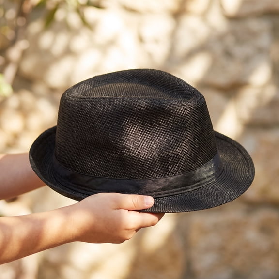 Milisten Boys Black Fedora Hat Stylish Dance Cap Comfortable for and Daily Wear