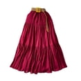thumbnail image 2 of Women's Flowy Maxi Skirt, Solid Color High Waist Elastic Beach Skirt, Loose Casual Long Skirt for Vacation, Summer Outfits and Boho Style,Deep Red,One Size, 2 of 8