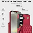 thumbnail image 6 of Compatible with Samsung Galaxy S24/S25 5G Wallet Phone Case Tempered Glass Screen Protector Wrist Crossbody Strap Stand Credit Card Holder RFID Slot Cell Cover for S 24 24S 25 25S Women Girls Red, 6 of 10