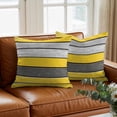 thumbnail image 3 of Coastal Style Throw Pillow Cover Vintage Gray Yellow Stripes Wood Grain Cotton Linen Cushion Cover Throw Pillow Case with Invisible Zipper for Couch Sofa Bed Chair Car 16x16 Inch, 3 of 14