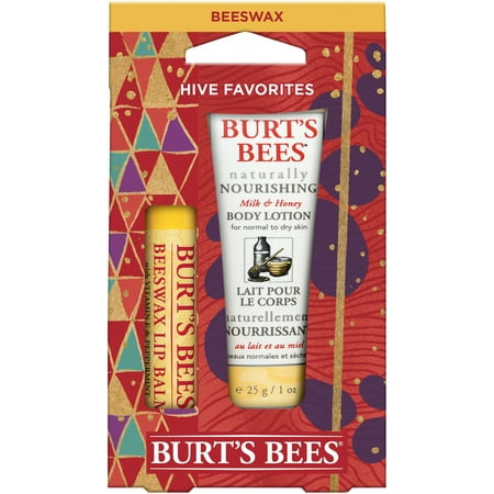 Burt's Bees Hive Favorites Beeswax Holiday Gift Set, Beeswax Lip Balm and Travel Size Body Lotion, 2 Piece Set