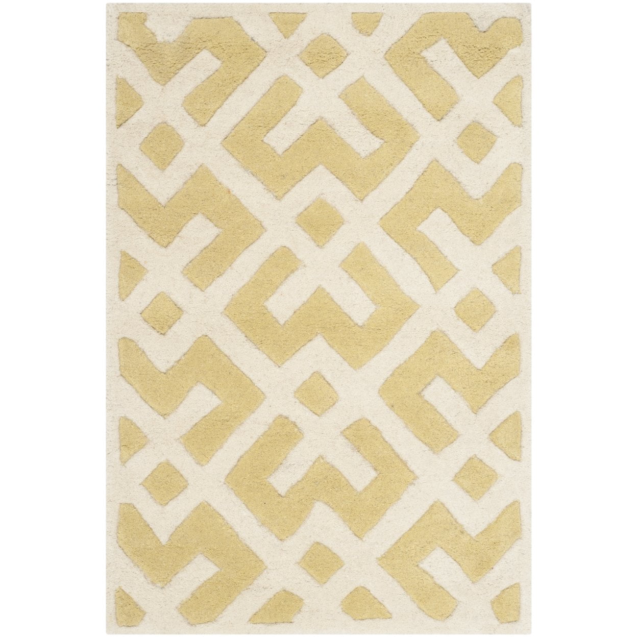SAFAVIEH Chatham Jackson Geometric Wool Area Rug, Light Gold/Ivory, 8' x 10'