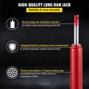 KFFKFF Hydraulic Long Ram Jack, 4 Tons Capacity, Single Piston, Flat Base, Manual Operation, Suitable for Garage Cranes, Engine Hoists, Red