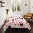 thumbnail image 4 of Halloween Pink Tapestry for Bedroom Wall Hanging Tapestry, Black White Ghost Orange Skull Pumpkin Ceiling Backdrop Tapestries Poster Blanket Wall Decor for Teens Room Living Room Dorm 51" x 59", 4 of 8