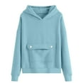 thumbnail image 4 of Kids Hoodies Blue Hooded Long Sleeve Pullover Tops Fall Winter Clothes Girls Hoodies Size 5-6 Years, 4 of 5