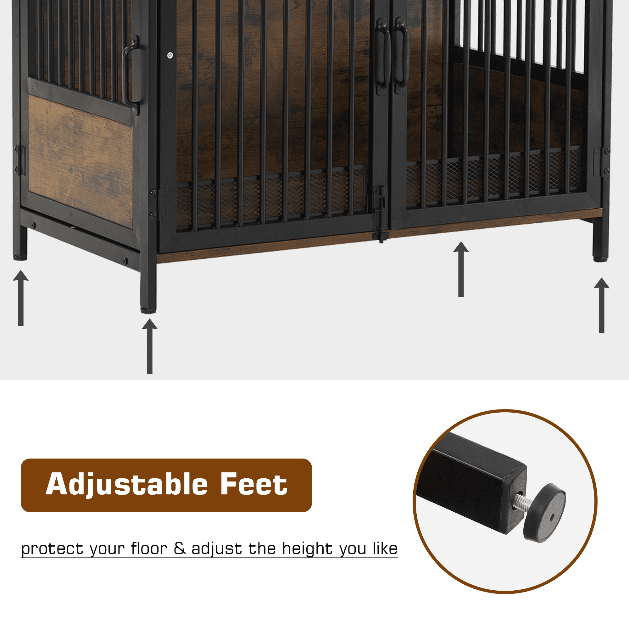 MCombo Furniture Style Dog Crate with Storage Shelves 1368(Brown)