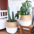 thumbnail image 4 of ODOMY Foldable Seagrass Knit Storage Basket Flower Pot Hanging Wicker Storage Basket Garden Accessories, 4 of 9
