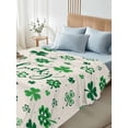 thumbnail image 4 of King Size Flat Sheet Only, Lucky Day, Soft Brushed Microfiber Bed Sheets, St. Patrick's Shamrock Rustic Clover Green Hotel Quality Breathable Bedding Top Sheet, Easy Care, 90"x102", 4 of 9