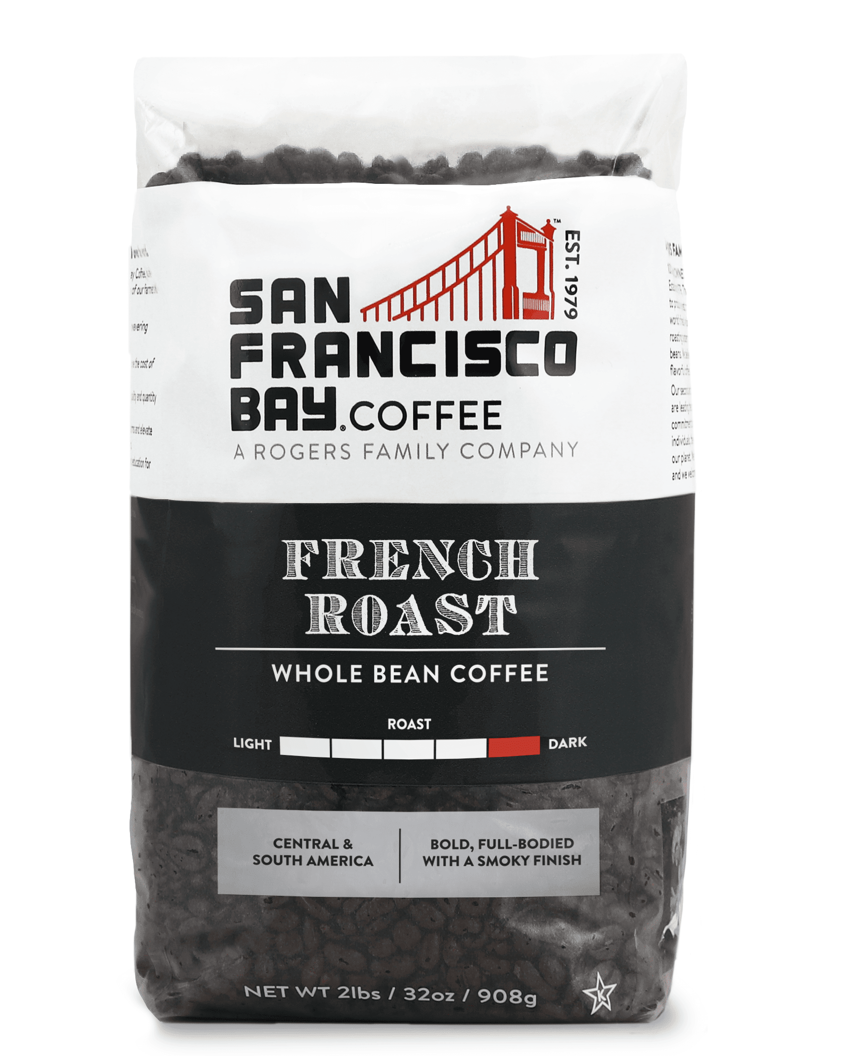 SF Bay Coffee French Roast Whole Bean Coffee, 2 lb Bag (32 oz), Dark