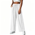 thumbnail image 6 of Tumotour Linen Pants for Women Plus Size Athletic Workout Running Slacks Drawstring Pocket Wide-Leg Pants Summer Beach Trousers, 6 of 7