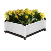 Stackable Raised Garden Beds, Plastic Square Planter Pot Kit for Flowers Vegetable Grow (White, 19.75" x 19.75" x 9.8")
