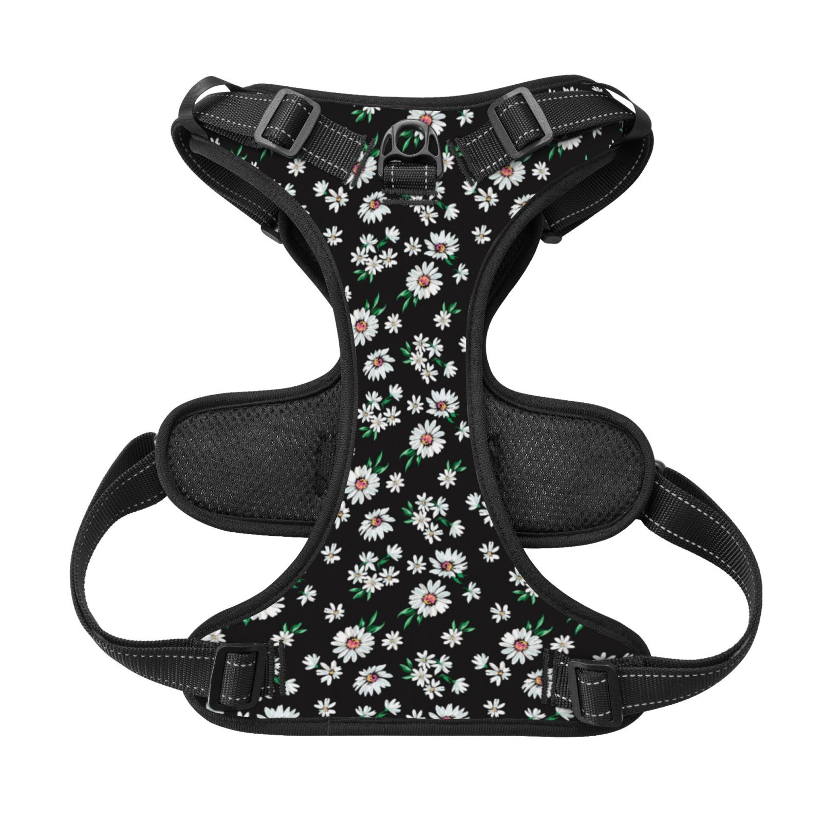 Kdxio Daisies Flowers Print No Pull Dog Harness Adjustable Reflective Oxford Easy Control Medium Large Dog Harness for Training and Everyday-X-Large