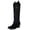 Black, variant on Suede Cowboy Knee High Boots Women Pointed Toe Chunky Heel Embroidered Western Cowgirl Boots
