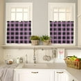 thumbnail image 4 of 3 Piece Kitchen Curtains Tiers and Valances Set, Black Aqua Blue Lattice Gingham Checkered Rod Pocket Short Window Treatment Tiers Curtains Panel and Valance for Cafe Bathroom, 4 of 5