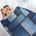thumbnail image 6 of Patchwork of Denim Fleece Blanket Art Lightweight Cozy Warm Throw Blanket for Couch Sofa Bed for Adults Kids Teens Gift 50"x60", 6 of 6