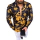 thumbnail image 1 of Top de hombre con cuello vuelto, Top ajustado de moda de manga larga con estampado de un solo pecho, 1 of 4
