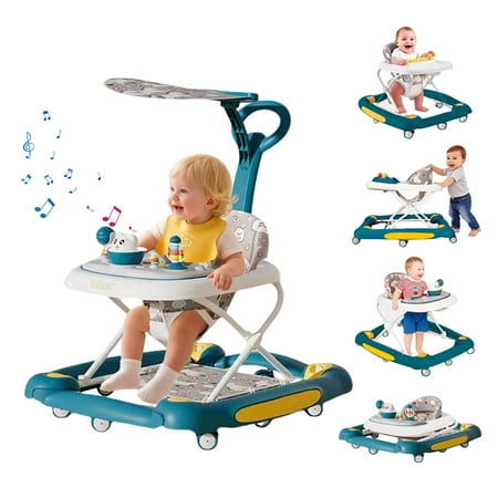 ManyFun Baby Walker, 6-in-1 Multi-functional Foldable Push Walker, 6-24 Months, Green