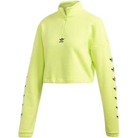 Adidas Originals Repeat Trefoil 1/4 Zip Crew Womens Pullovers Size Xs, Color: Semi Frozen Yellow