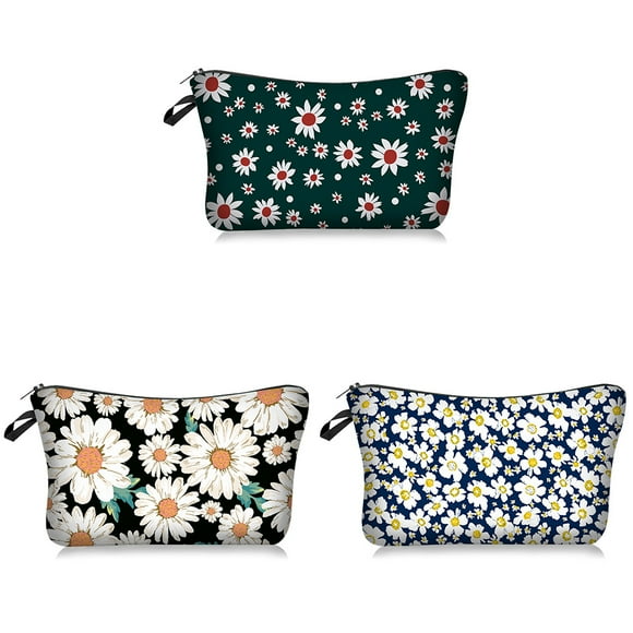 Zshan 3PCS Makeup Bag, Travel Cosmetic Bags for Brushes, Toiletries, for Women, Girls (Daisy Pattern)