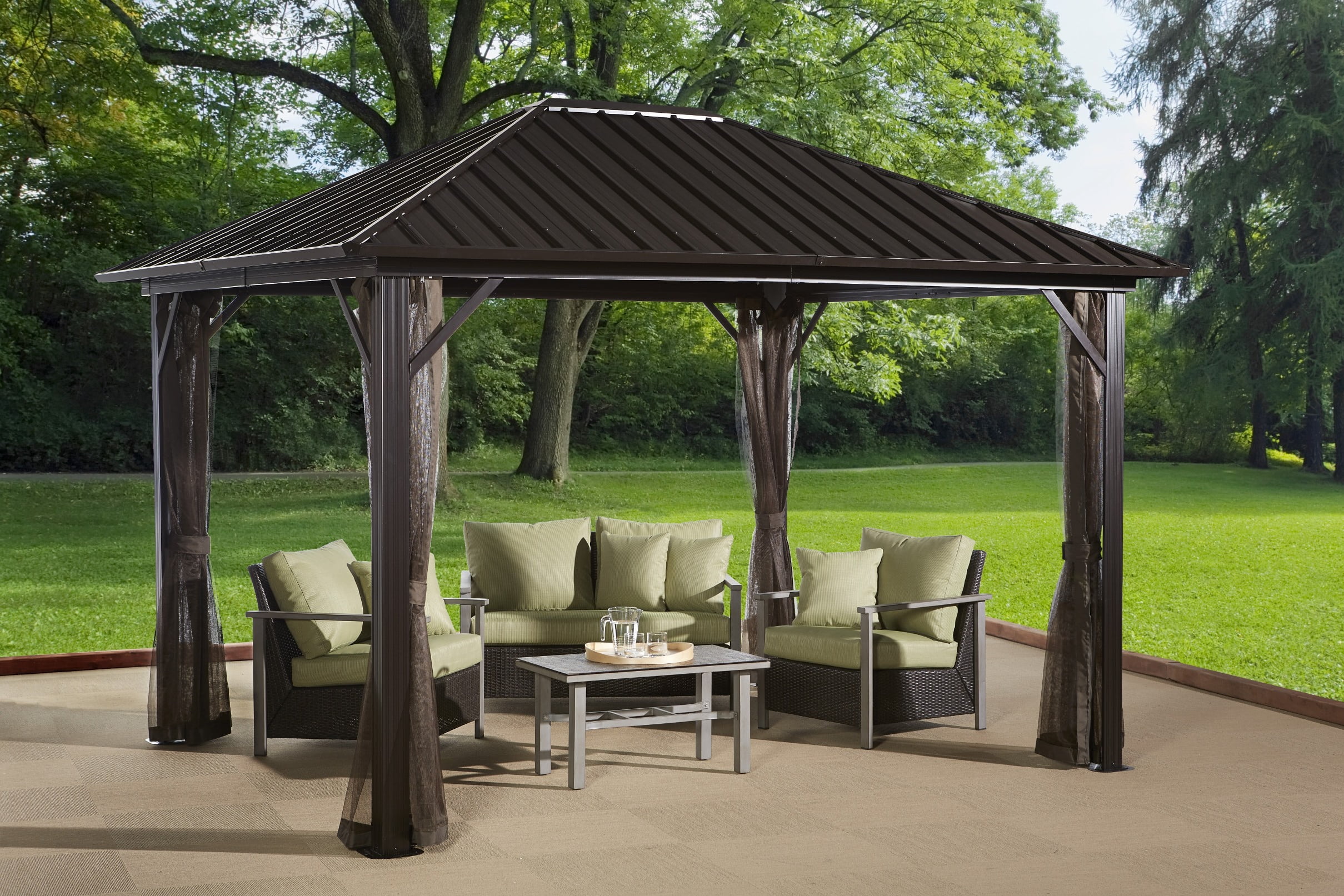 Sojag GENOVA 10x12 Gazebo, galvanised steel roof & mosquito netting by SOJAG
