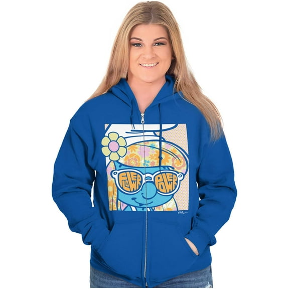 Vintage Hippie Smurfette Flower Power Zip Hoodie Sweatshirt Women Brisco Brands M