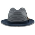 thumbnail image 4 of Men's Braided Two Tone Stingy Brim Pinch Fedora Hat in Navy - H73, 4 of 5