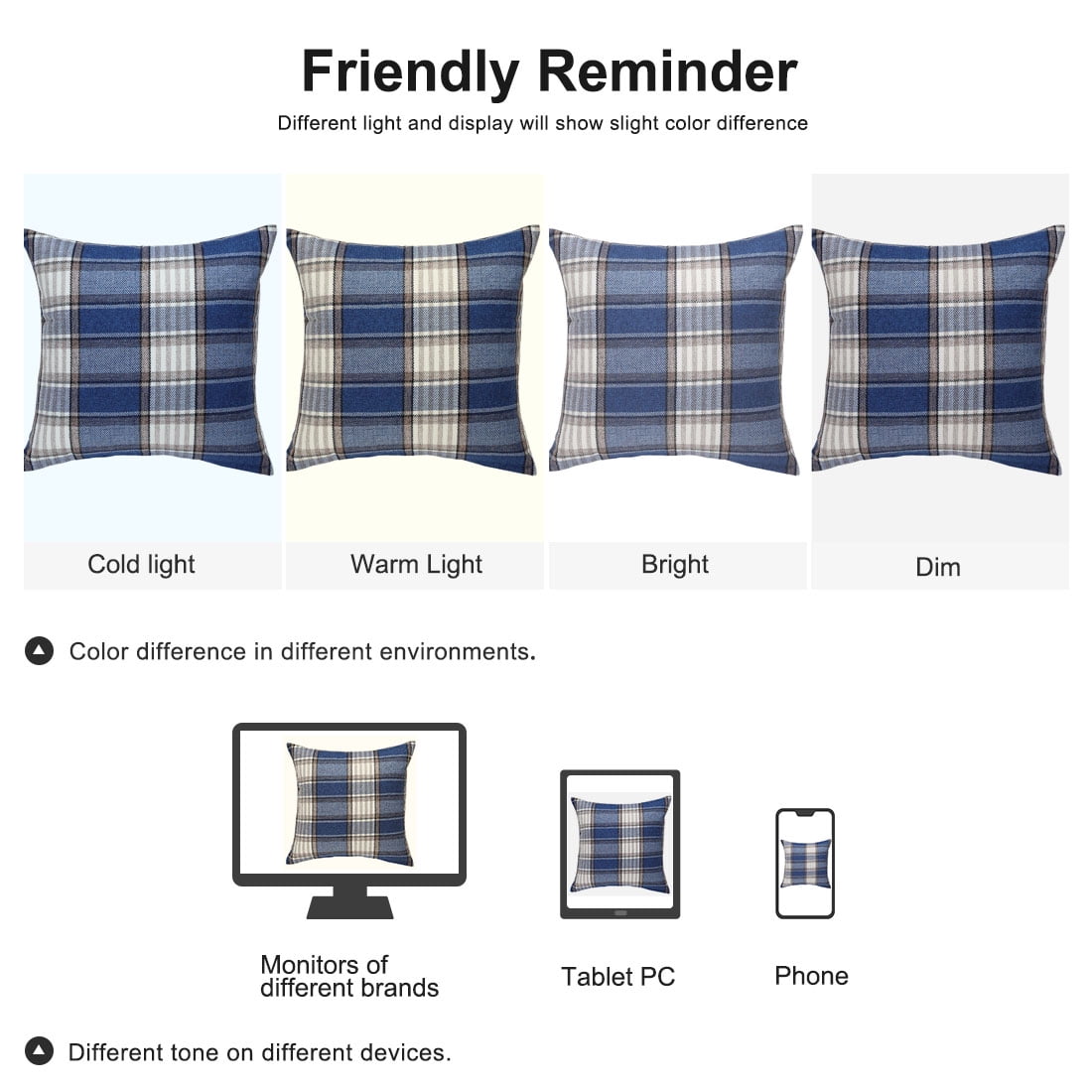 Unique Bargains Soft Plaid Decorative Throw Pillow Cover 18" x 18" #8