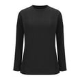 thumbnail image 4 of Loose Fitting Blouses for Work New Women Long Sleeve Tunic Tops Crewneck Ribbed Knit Buttons Shirts Fall Casual Lightweight Sweaters Black M, 4 of 8