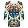 thumbnail image 4 of YABCSAZ Womens Mardi Gras Shirt New Orleans Carnival Party Long Sleeve Shirts Top 3D Funny Printed Oversized Tops,Gifts for women, 4 of 5