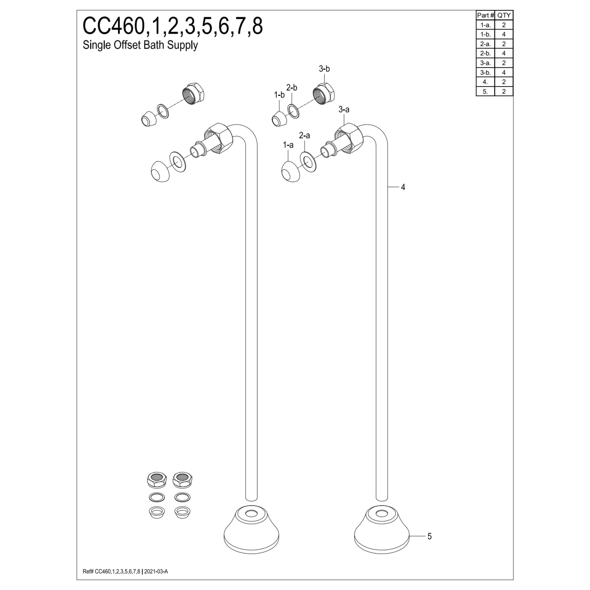 Kingston Brass CC462 Single Offset Bath Supply in Polished Brass