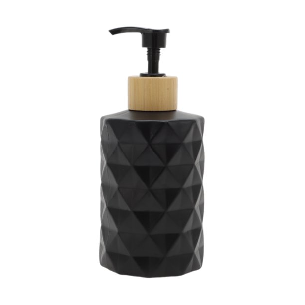 Dispensador de Jabón de Patrón de Diamante de Fondo Redondo 1 Pc 11.16oz Negro