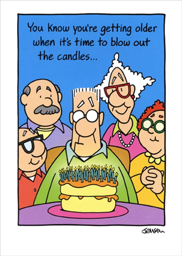 Oatmeal Studios Man with Birthday Cake and Friends Funny / Humorous ...