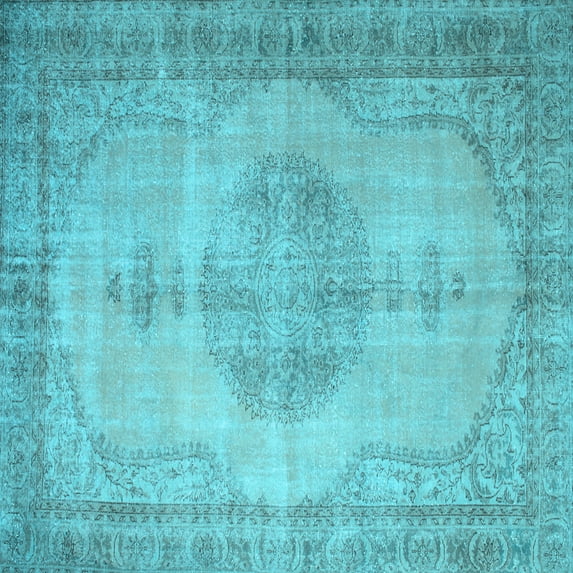 Ahgly Company Indoor Square Abstract Light Blue Contemporary Area Rugs, 4' Square