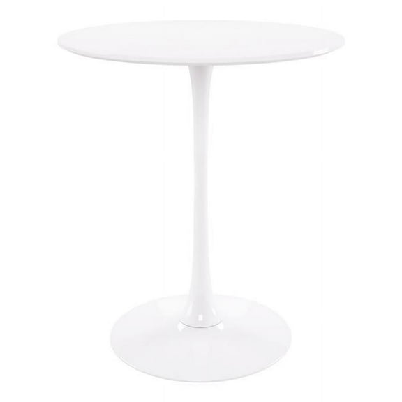 Aron Living Rose 35.5" Round Mid-Century Wood Top Bar Table in White