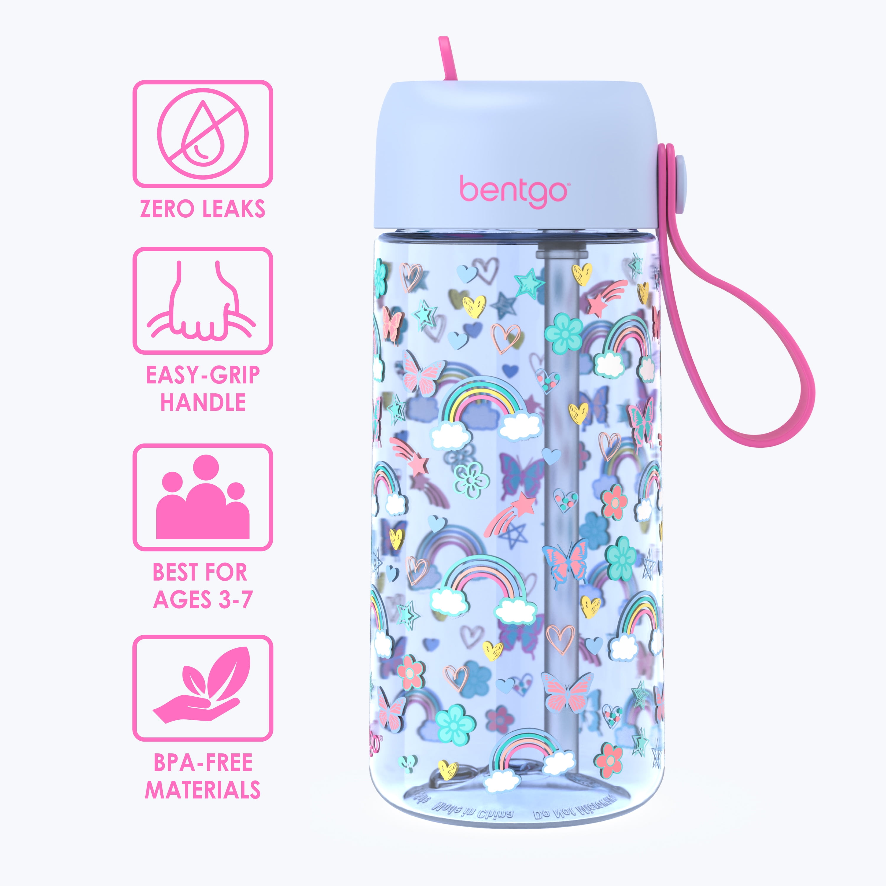 Bentgo® Kids Lunch Bag Set Water Bottle - New & Improved 2023 (Rainbows and  Butterflies)