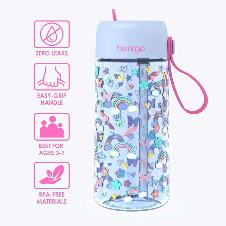 Bentgo Kids Prints Water Bottle 2-Pack - Rainbows and Butterflies