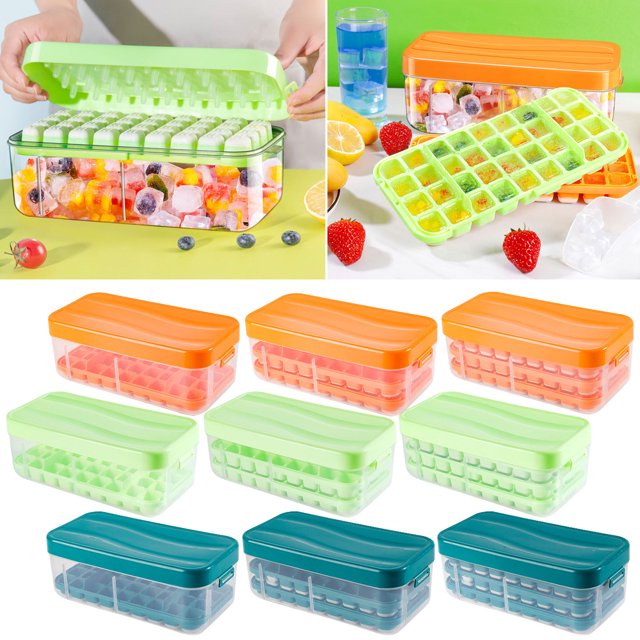 Paokuoon Ice Cube Mold Ice Cube Tray with Lid Strong Sealing Large Capacity Quick Release Ice Chilling DIY Storage Box 36 72 108 Grids