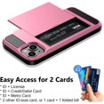 thumbnail image 4 of Case Compatible with iPhone 15 with Card Holder, Dual Layer Shockproof Wallet Phone Case Hidden Card Slot Sliding Protective Hard Shell Back Cover Slim Case for iPhone 15, 6.1 Inch Pink, 4 of 14