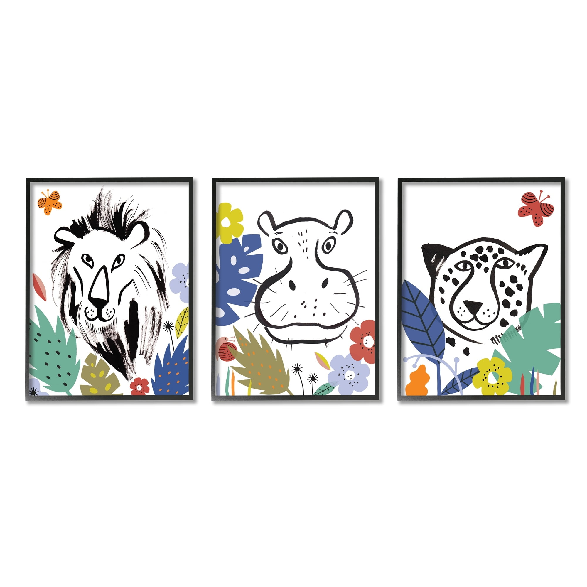 Stupell Industries Jungle Animal Kingdom Colorful Kids Pet Illustration,24 x 30, Design by Abi Hall