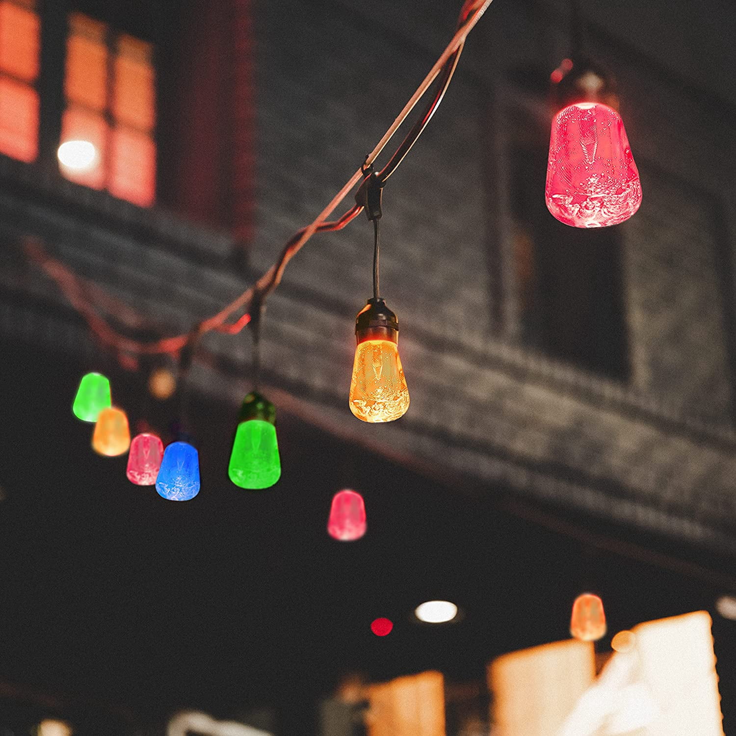 Bibana 60 FT Outdoor String Lights Commercial Grade Vintage Shatterproof Bulbs Weatherproof Patio String Lights for Wedding, Party, Holiday, Christmas, Birthday, Gathering Decoration (Multicolour)